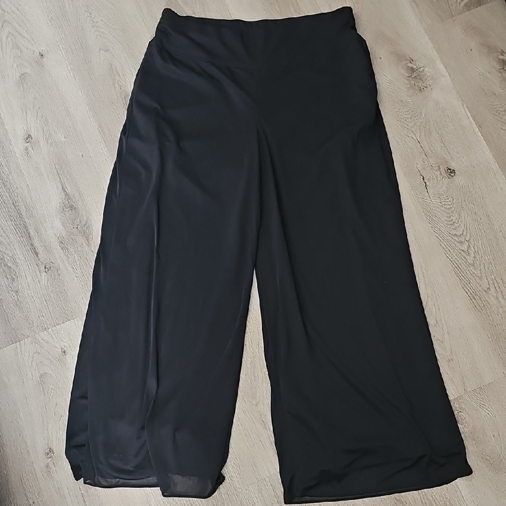 Black Wide-Leg Palazzo Chiffon Pants
